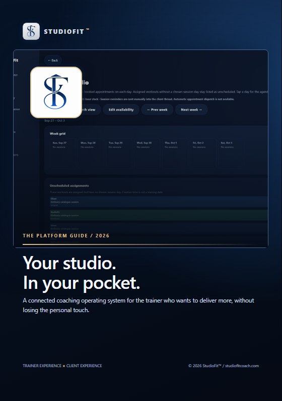 StudioFit eight-page premium platform brochure cover